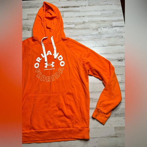 Under Armour Hoodie Mens XLOrange Loose Fit Fleece Pullover Orlando FL - Picture 2 of 9